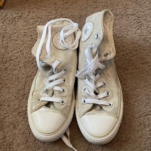 Converse silver and cream high tops